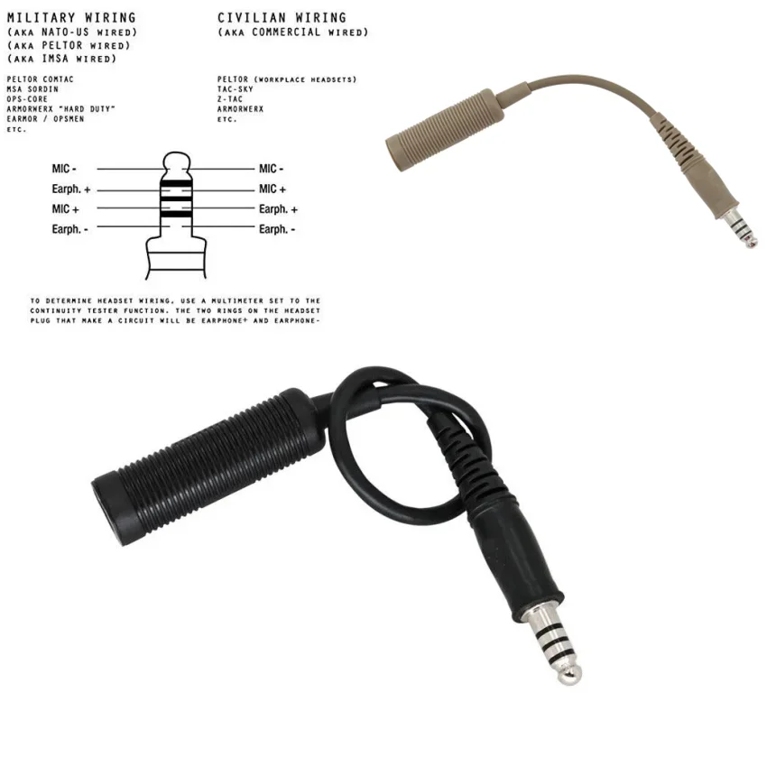 TS-TAC-SKY-U-174-NATO-Military-to-Civilian-Wire-Plug-for-Comtac-i-ii ...
