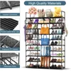 3 Row 10 Tier Large Shoe Rack Organizer for Closet Entryway, Metal Shoes Shelf Tall Vertical Stackable Shoe Stand 4