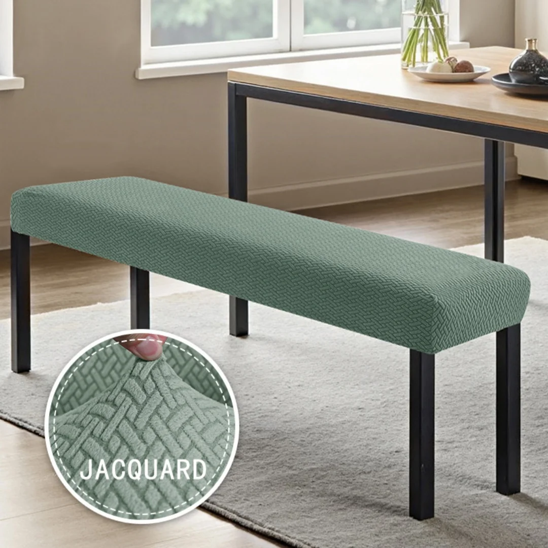 Elegant Stretch Jacquard Dining Bench Slipcover - Washable & Anti-Dust Protector