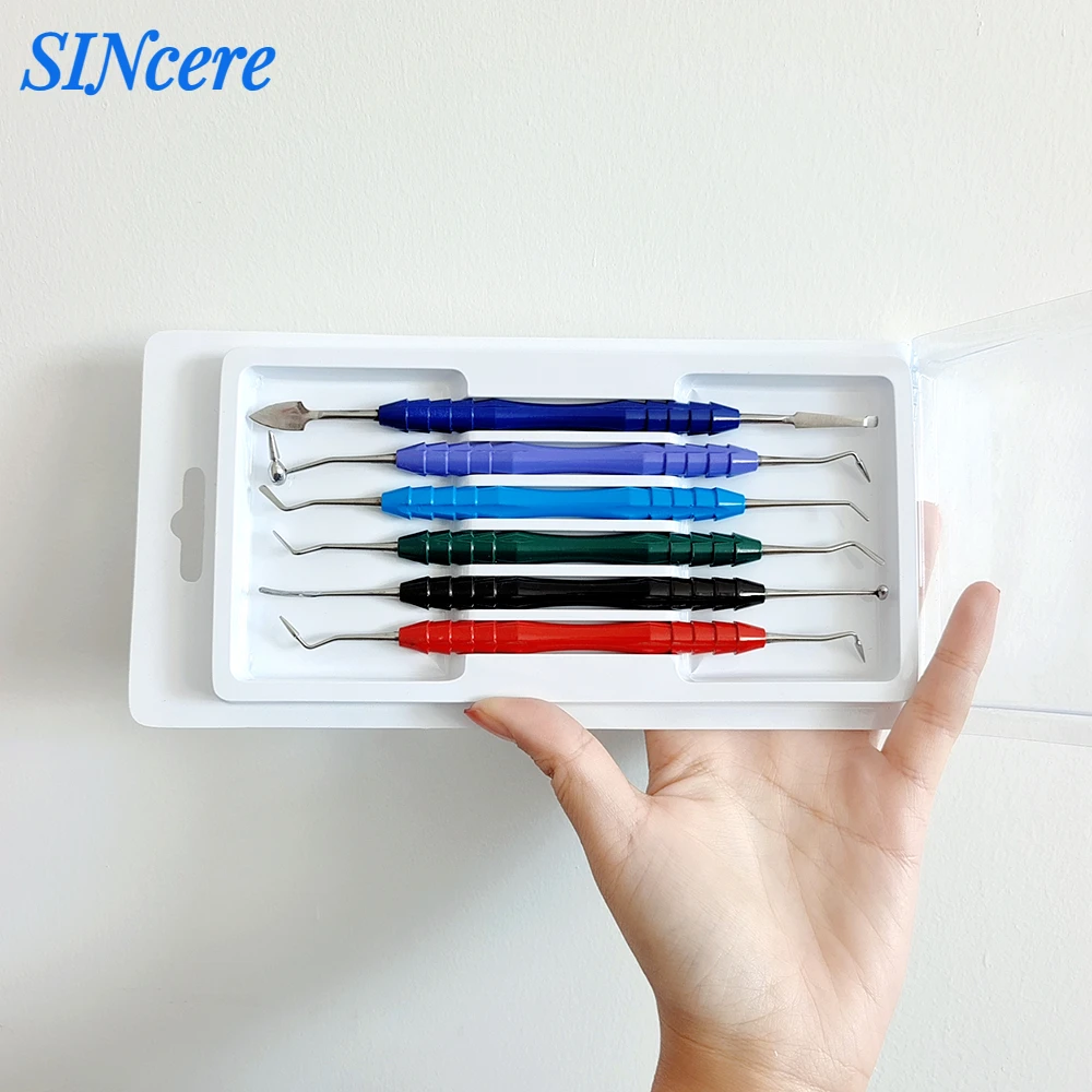 

6pcs/set Dental Resin Spatulas Composite Filling Stainless Steels Head Resin Filler Set Dental Accessories Dental Tools