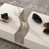 Modern Coffee Table with Lights & Glass Tabletop, Living Room Coffee Tables with 2 Drawers, Central Table with Storage 6