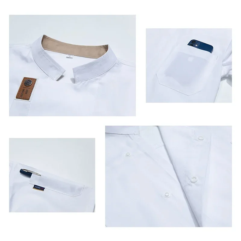 Customized Logo Unisex Chef Jacket Summer Kitchen Shirts Hotel Restaurant Kitchen Coat Bakery Catering Work Cooking Clothes 6