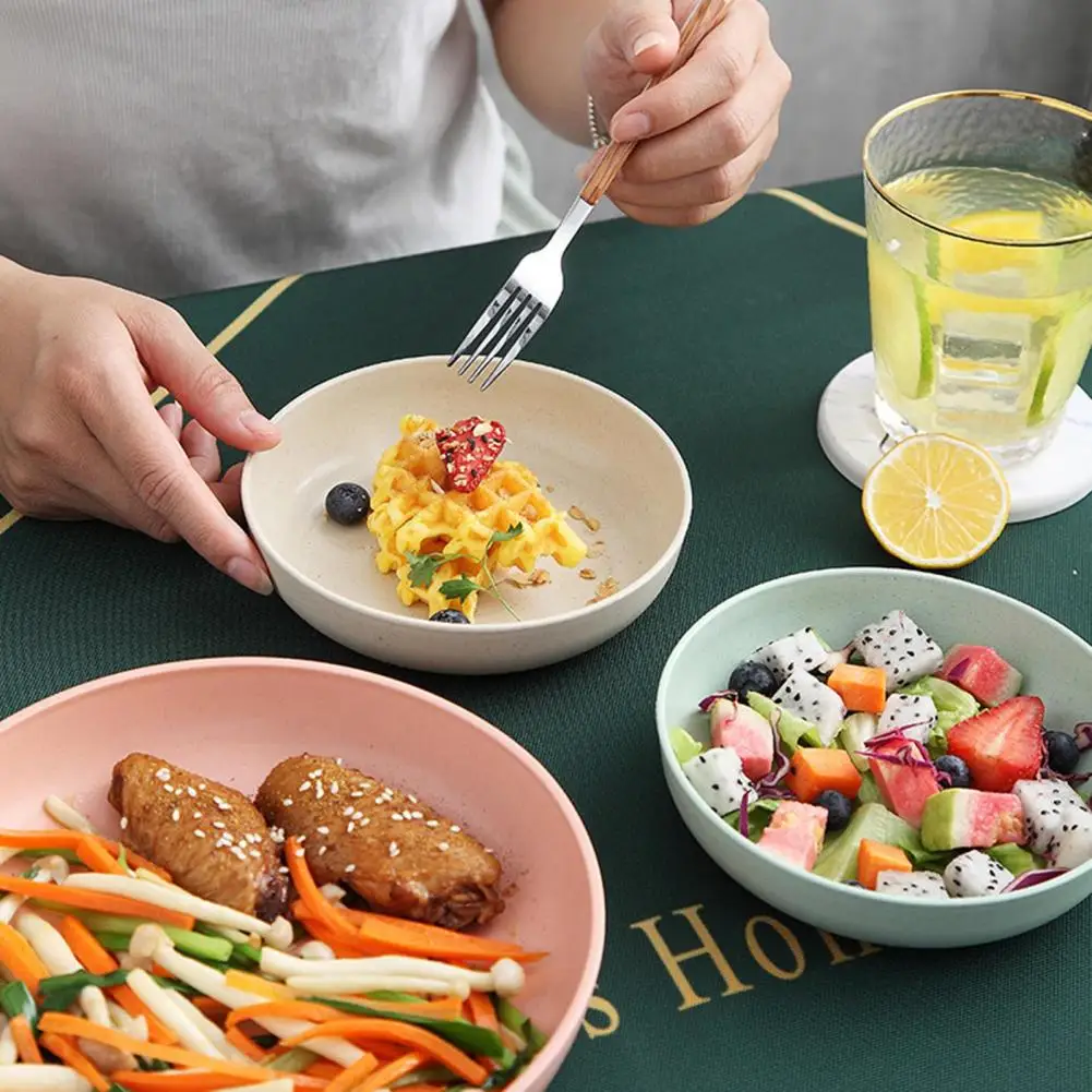 Dinner Plate Solid Color Microwave Tableware Round Shape Food Plate Home Anti-Slip Base Dinner Dish Kitchen Supplies
