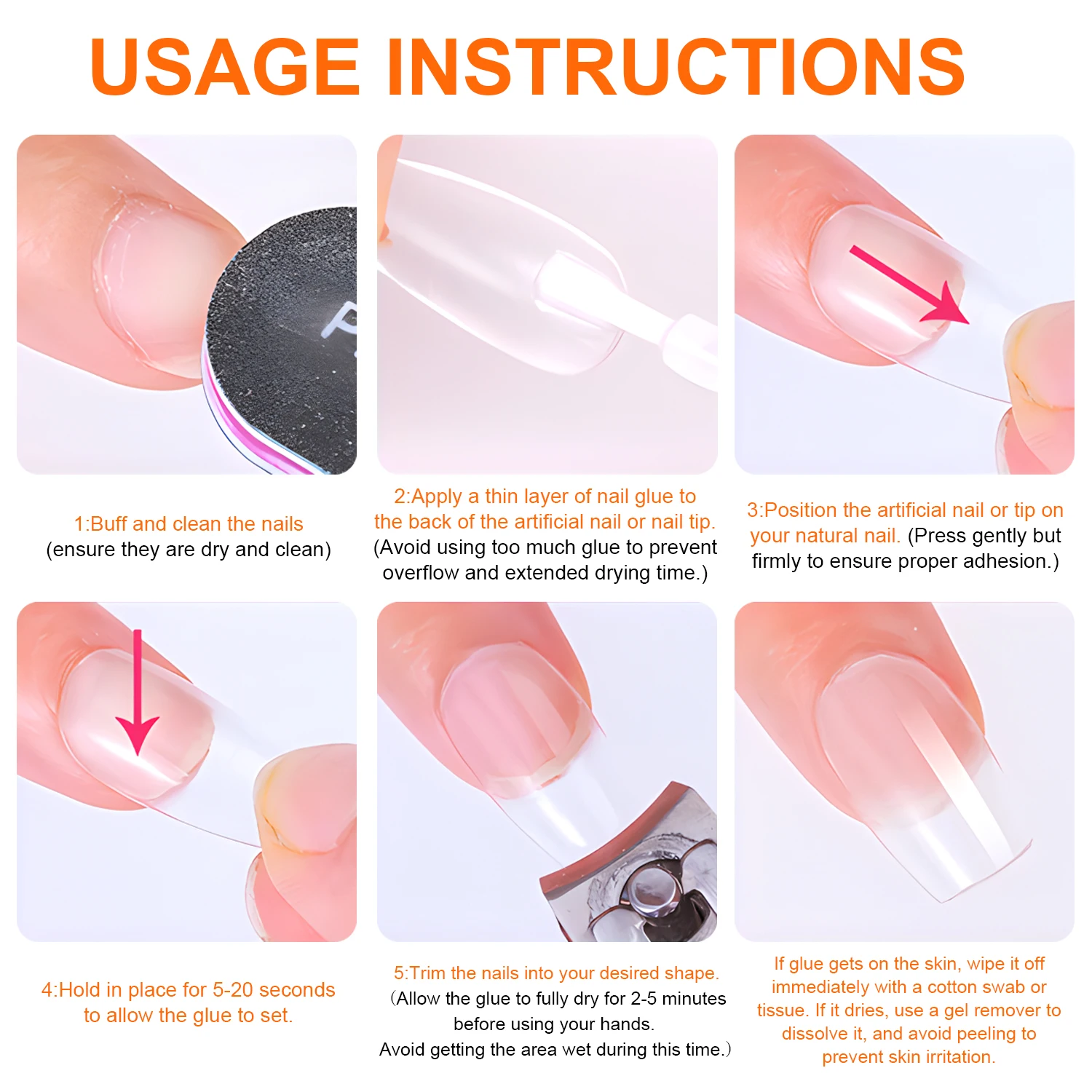 Super Strong Nail Glue For Press On False Nail Tips, Acrylic Fake Nails,Long-lasting Adhesion, Rhinestone Glue With Fast Drying 5