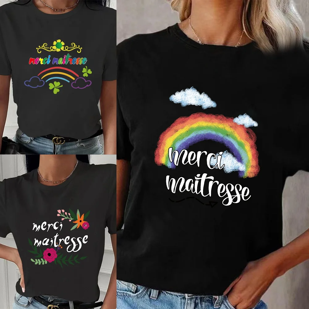 

Women T-shirt Top Summer Short Sleeve Tee Casual Breathable Round Neck Tshirt Fashion Series Clothing Pullover All-match Shirt