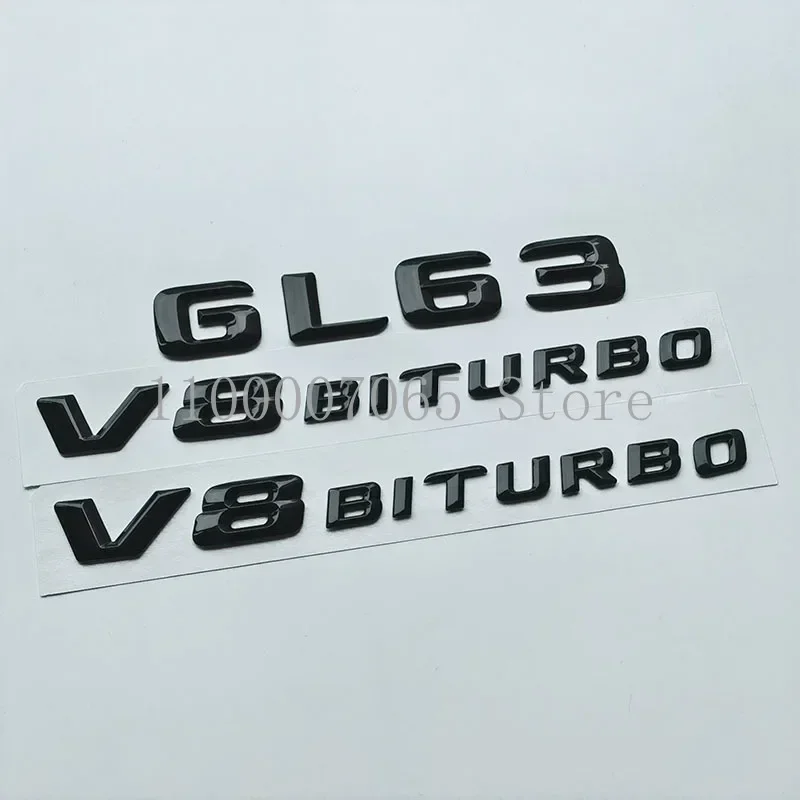 2015 Lettere 3D Nere Lucide Gl63 V8 Biturbo Top Emblema Abs Per Mercedes Benz Amg Car Side Fender Trunk Targhetta Logo Sticker