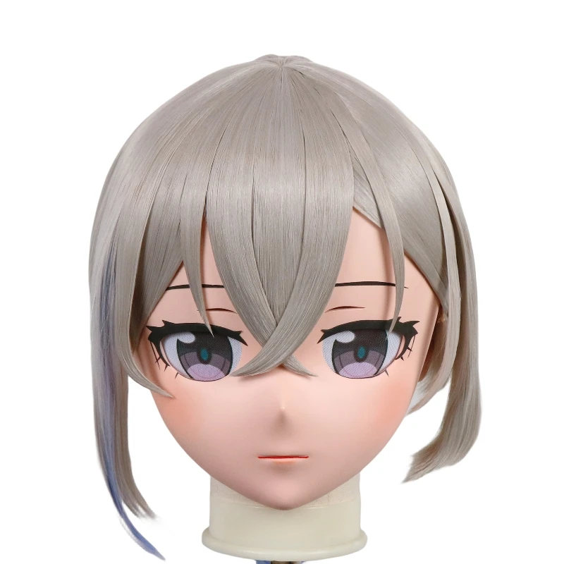 

(C004) Customized Full Head Mask Crossdressing with Backshell Silicone Anime Silver Wolf Kigurumi Mask Cosplay