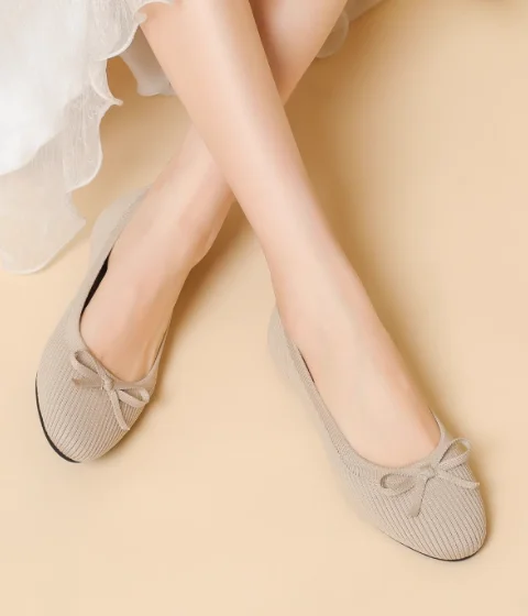 Maggie's Walker Women Woven Casual Shoes with Bows Knitted Round-toe Flats Spring Woven Breathable Shoes Plus Size 34-43