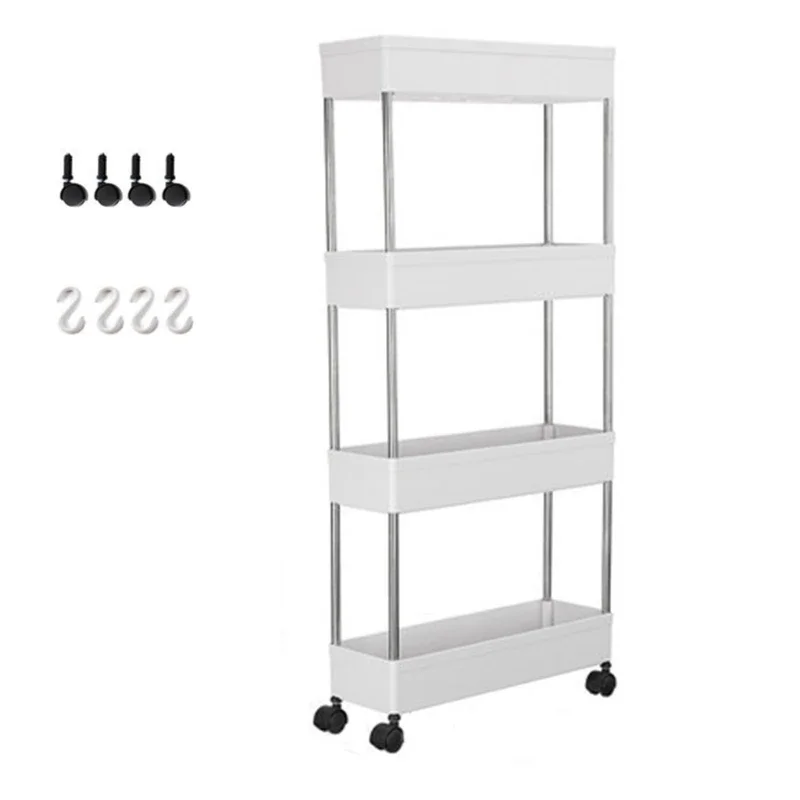 

Kitchen Shelf Rolling Living 2/3/4 Office Wheels For Shelves Cart Bathroom Roller Tier Room With Utility Storage Organizer