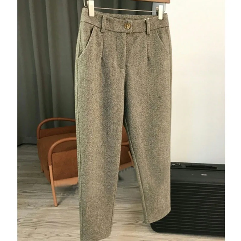 

Autumn Female High Waist Straight Pants Casual Smoke Pipe Suit Pants for Women Winter Office-lady Solid Trousers Pantalon 23979