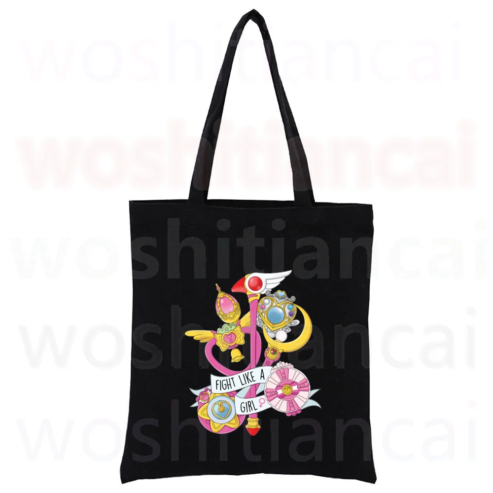 

Sakura Magic Girl Cosplay Anime Card Captor Shopping Canvas Bag Female Girl Tote Eco Harajuku Shopper Shoulder Bags,Drop Ship