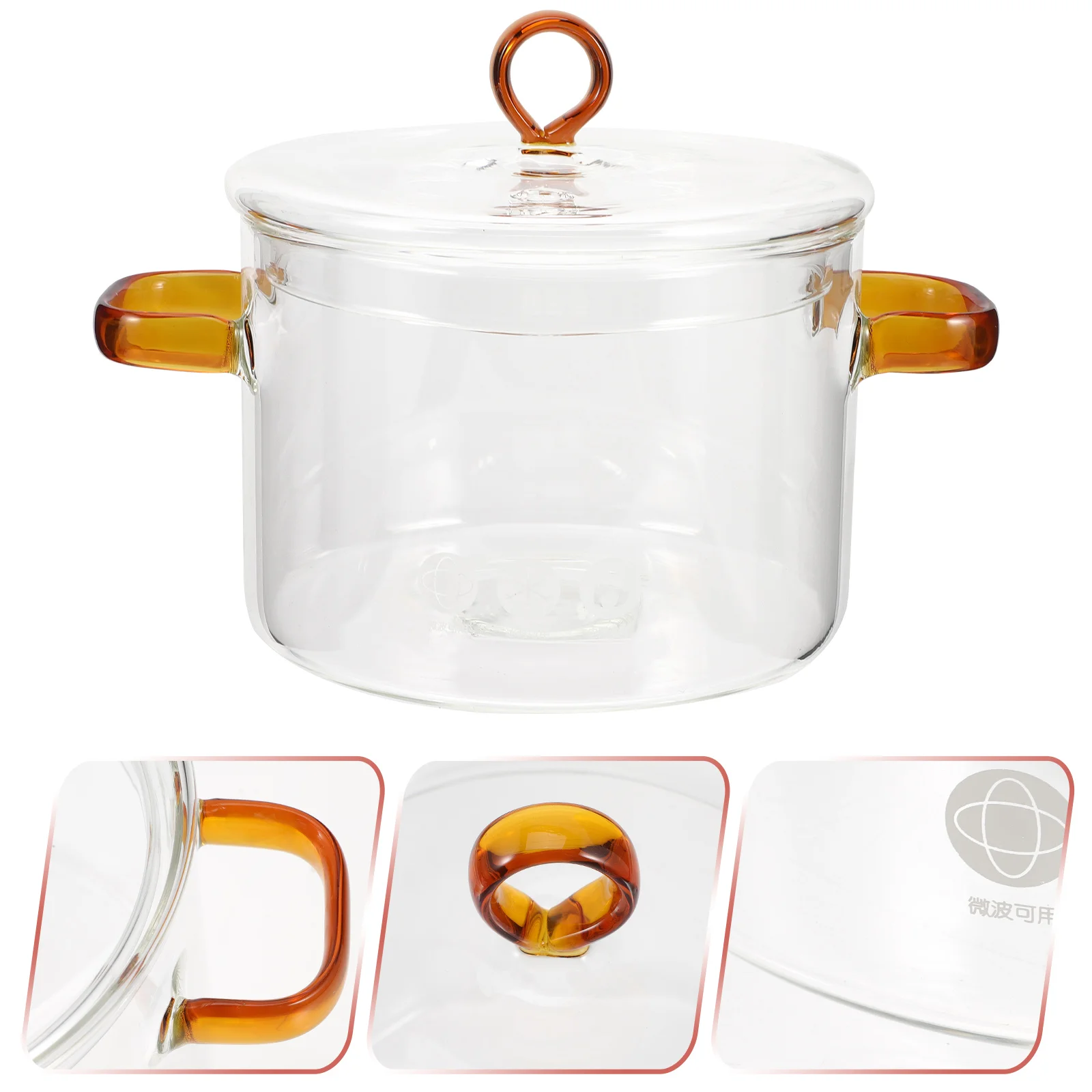 

Glass Instant Noodle Pot Clear Soup Old Fashioned Non Stick Boiling Small with Lid for Cooking Pans