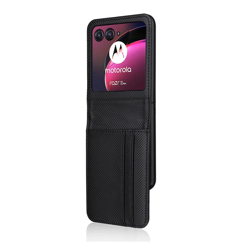Carbon Fiber Wallet Leather Flip Case with Multi-Card Slots - Premium Phone Cover
