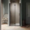 Hinged Swing Glass Shower Door Fold Shower Glass Door with 1/4" (6mm) Clear Glass, Reversible Installation, Matte Black 1