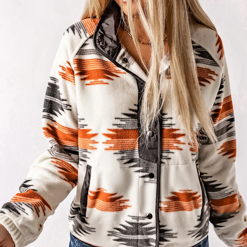 

Ethnic print cardigan jacket stylish contrast jacket