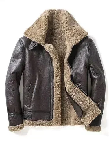 thumbnail image 1 of Abrigo de invierno 2024 para hombre, piel natural, piel de oveja original, chaqueta de cuero genuino, traje de motocicleta, chaquetas gruesas reales, 1 of 5