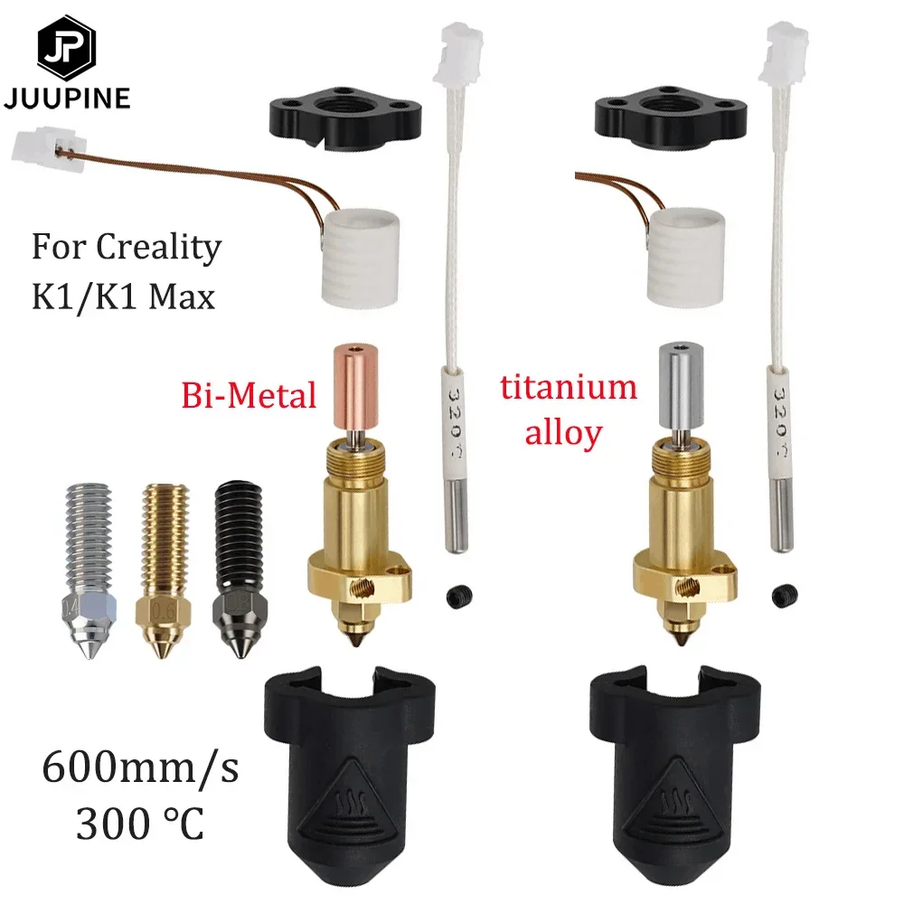 

For Creality K1/ K1 Max Hotend Kit Ceramic Heating Block Bi-metal Heatbreak 300°C Extruder High Speed for Creality K1 Upgrade