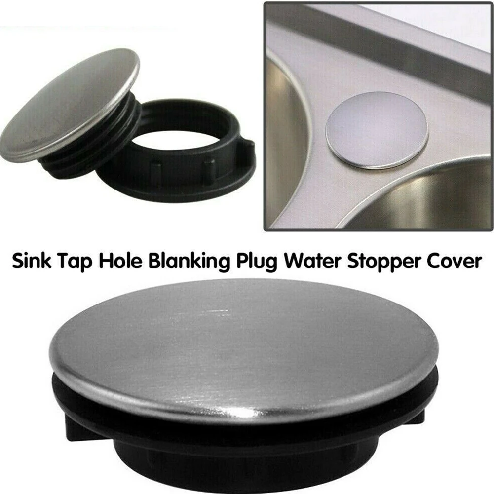 

2pcs Stainless Steel Sink Tap Faucet Hole Cover 45mm Water Blanking Plug Basin Cover Stopper Drainage Seal Kitchen Accessories