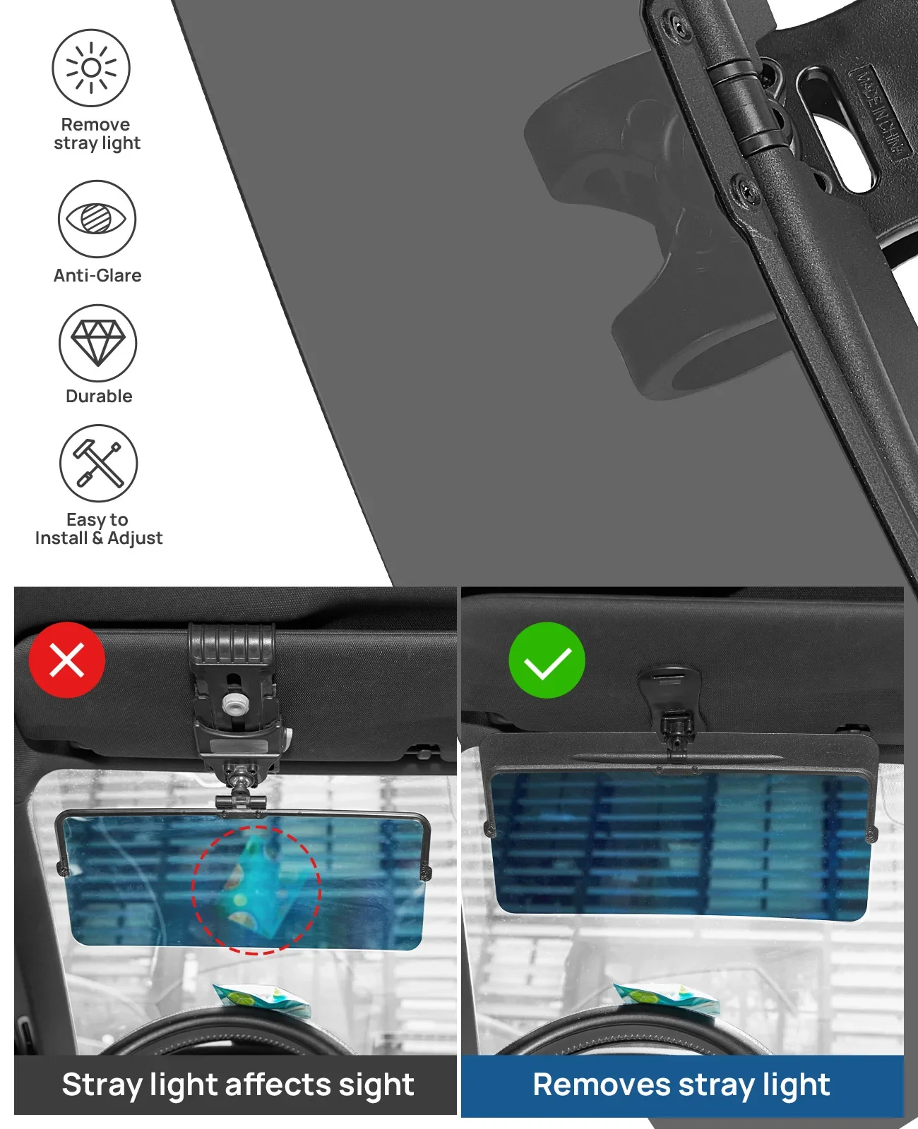 Sun Visor for SUVs Trucks Car Polarized Sunshade Anti-Dazzle Anti-UV Rotatable Adjustable Sunvisor Clear Vision Car Accessories car sunshade,windshield sunshade,windshield sun shade