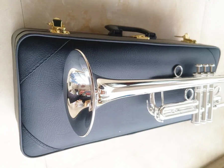 Silver Plated trumpet Drop C tone professional performance level Musical With case