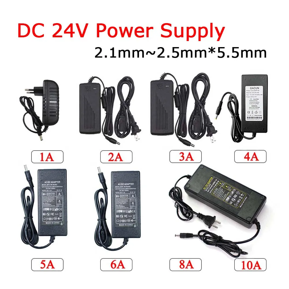อะแดปเตอร์ไฟ LED DC 24V หม้อแปลงไฟฟ้า AC 110V ~ 220V 1A 2A 3A 4A 5A 6A 8A 10A Switching Power Supply สําหรับกล้อง LED Router 1