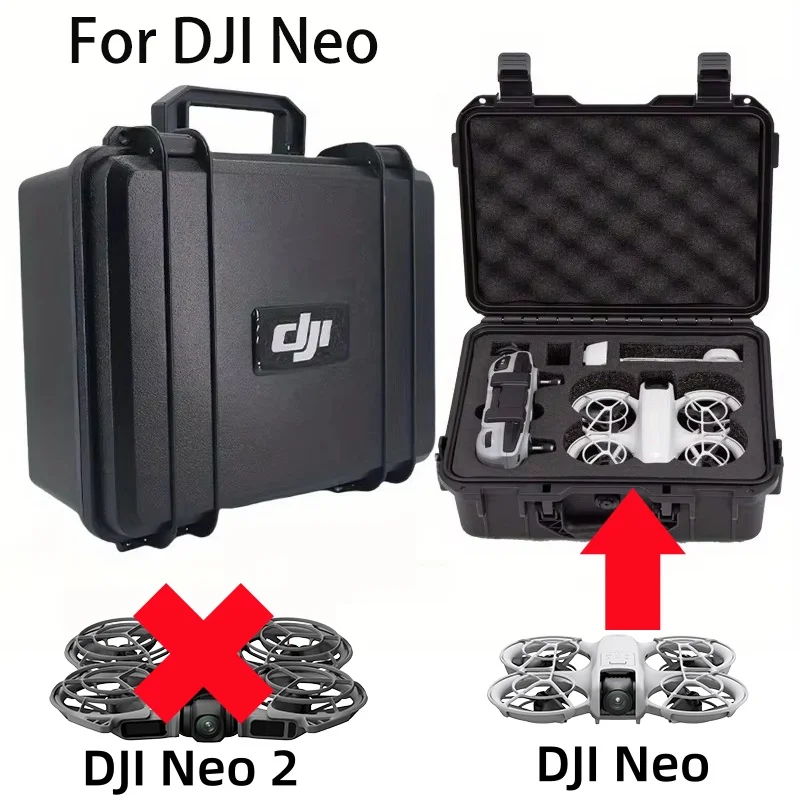 Coque antidéflagrante portable pour DJI NEO, ouverte avec le drone à l'intérieur