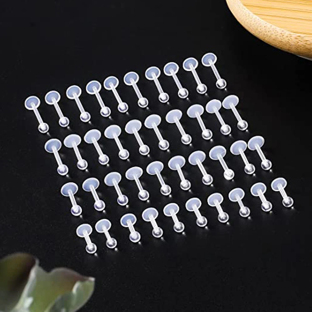 30PCS 16G Klar Acryl Lip Ringe Monroe Labret Studs Piercing Schmuck Bioflex Ohr Tragus Helix Ohrring Retainer Bar schraube Ball – Detail 5