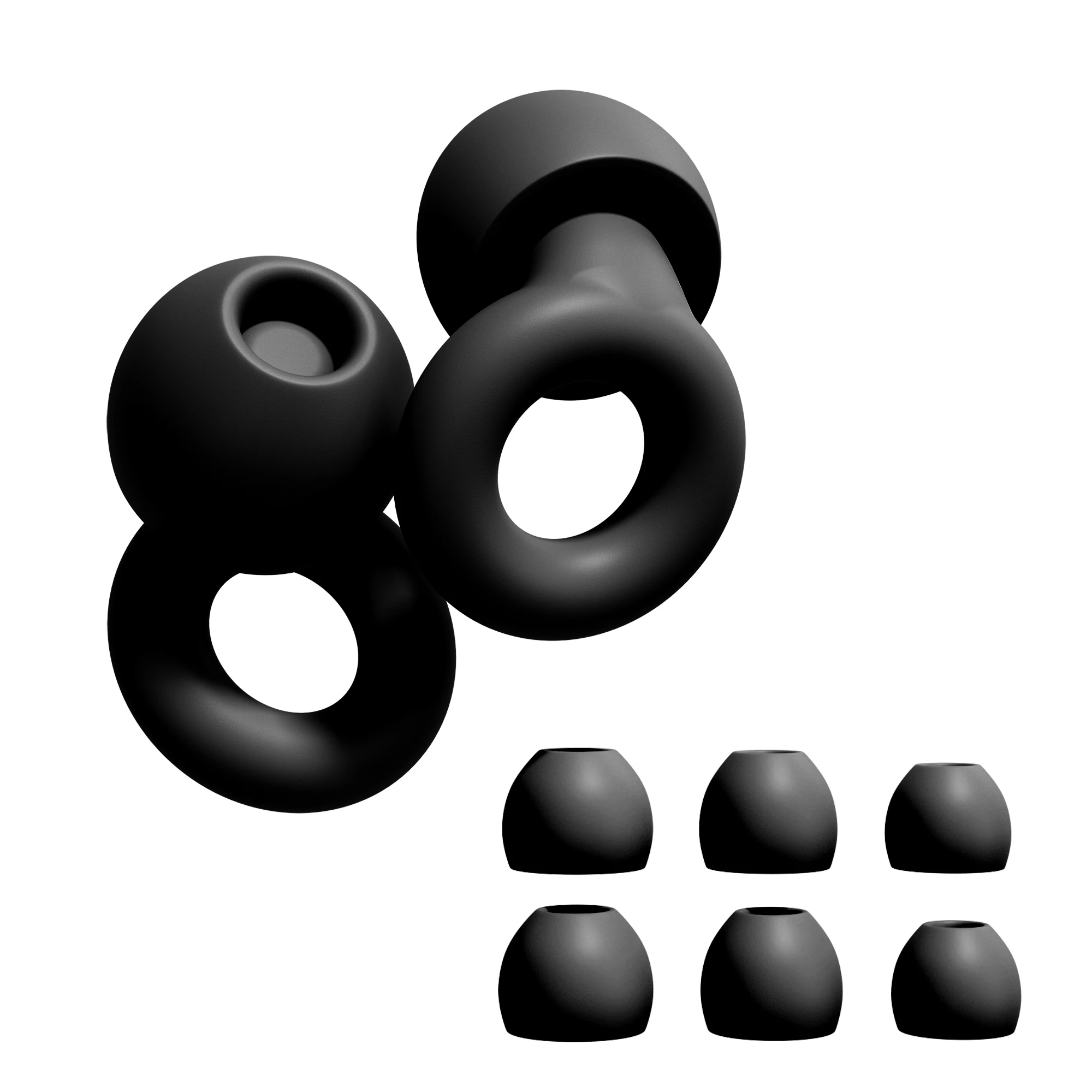 수면, 수영, 작업용 루프 실리콘 귀마개 - 소음 감소를 위한 매우 부드러운 재사용 가능한 청력 보호 XS/S/M/L의 귀 팁 8개