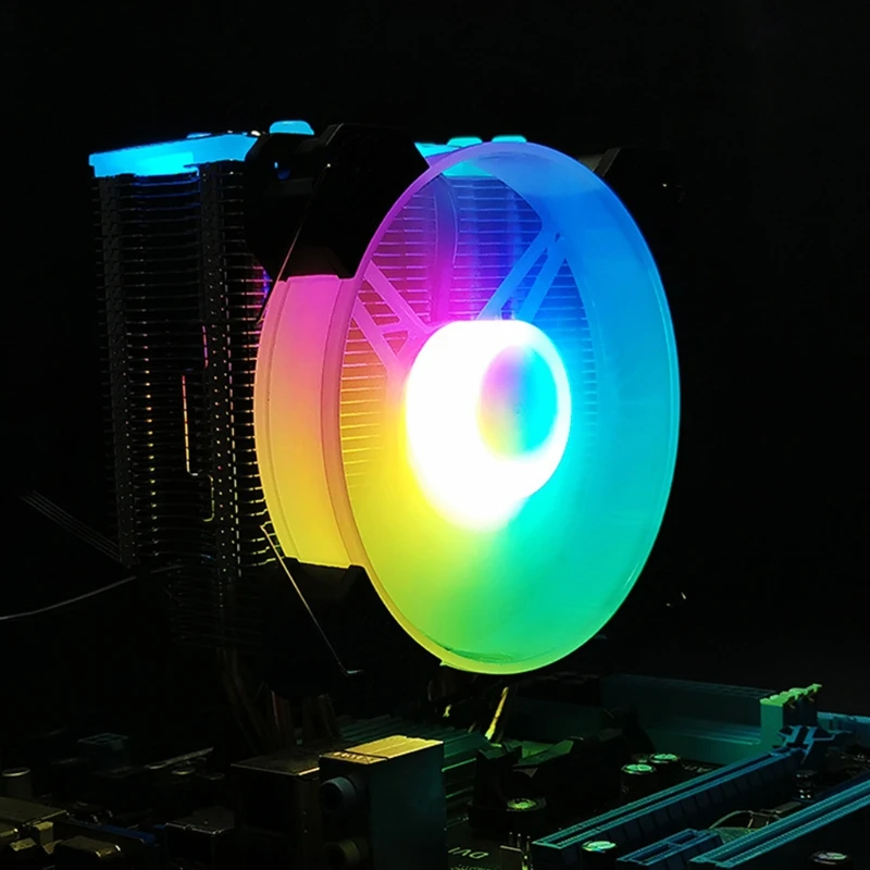 

Радиатор процессора Coolmoon Frost RGB Mute 4 с тепловыми трубками Многоплатформенный компьютерный вентилятор ЦП