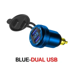 High - Speed Dual USB Charger with LED Display and Type - C PD (Blue - Dual USB)