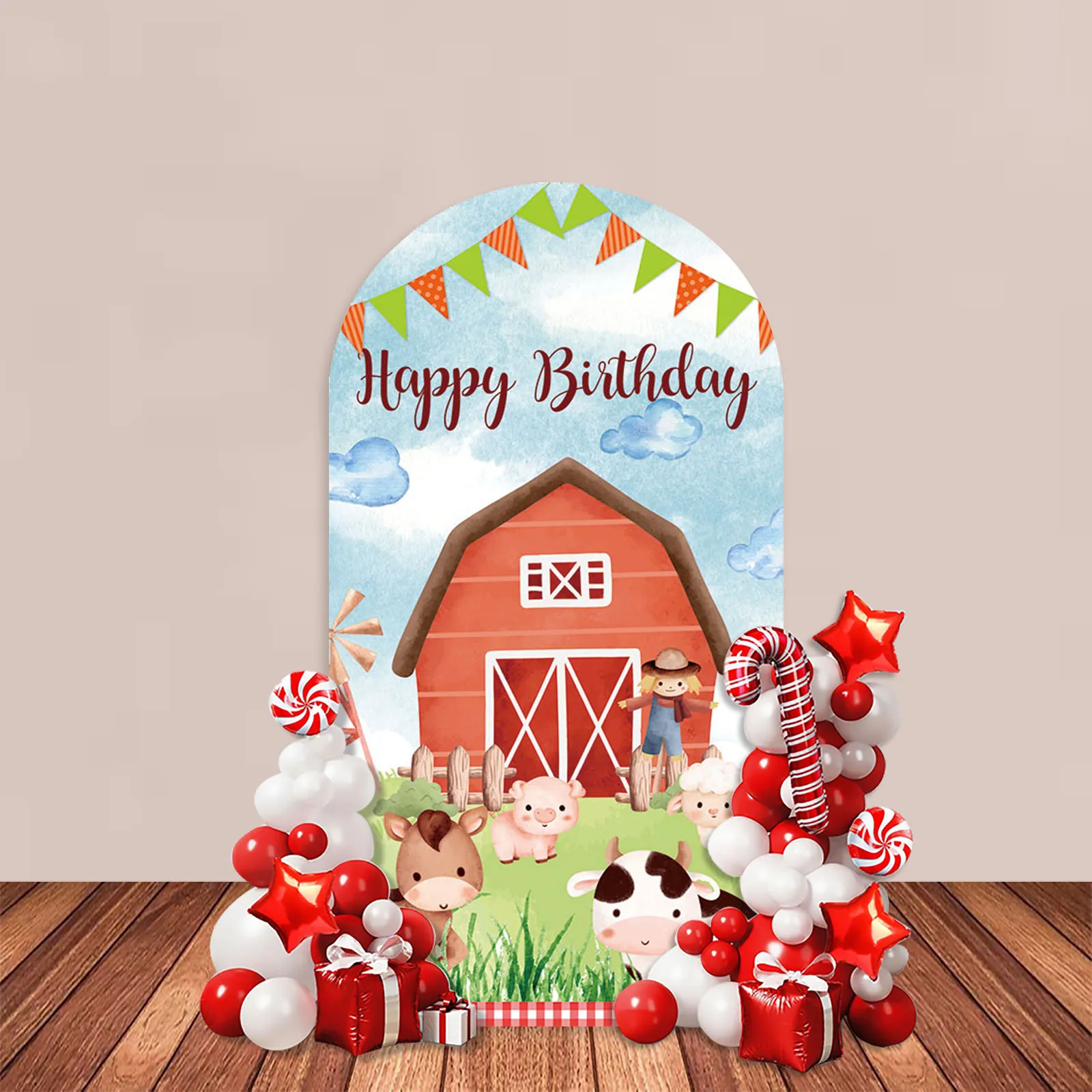 Arch Backdrop Cover Farm Themed Windmill Milk Cow Chick Boy Girl Birthday Baby Shower Party Decor Photography Background party supplies birthday backdrop party decoration party backdrop curtain