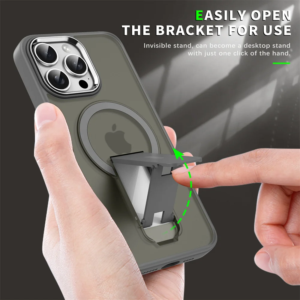 Enhanced Magnetic Wireless Charging Stand Holder Case with Matte Luxury Finish