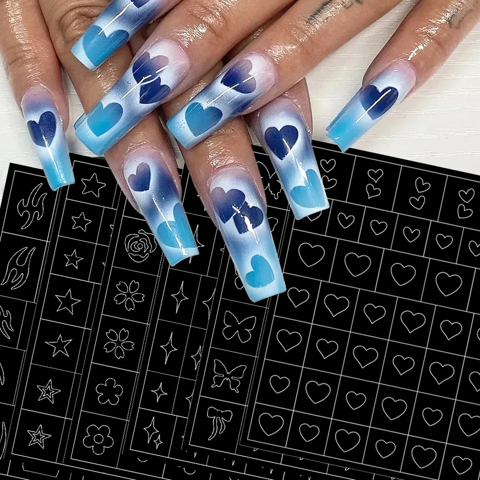 Blue airbrush nail design  Nail colors, Gel nails, Blue nails