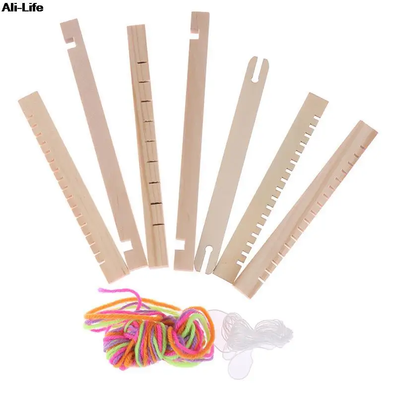 Knitting Loom Mini DIY Traditional Wooden Weaving Toy Loom Handmade Knitting Machine With Accessories For Kids Children knitting loom