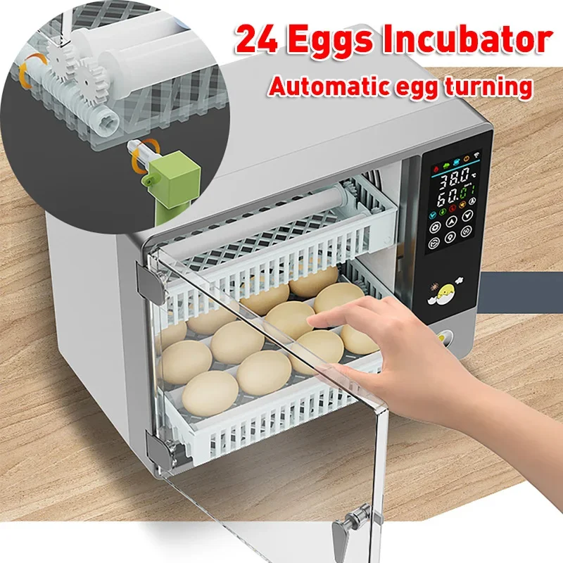 

24 Eggs Incubator Fully Automatic Turning Temperature Control Touch Screen Household Electric Incubator for Chicken Duck Goose