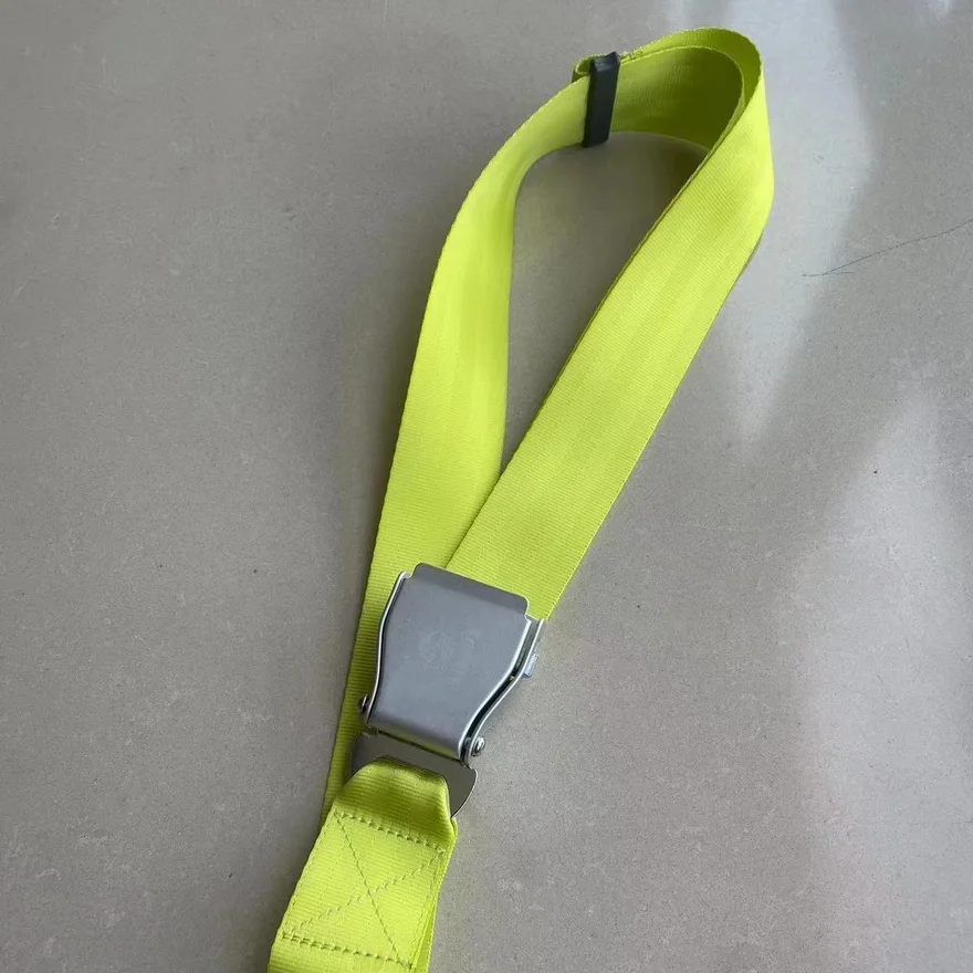 Fashion belts with airline seatbelt has in buckle Adjustable length maximum 115cm LIME COLOR