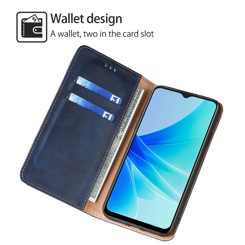 Luxury Leather Flip Wallet Case with Card Slots and Magnetic Closure