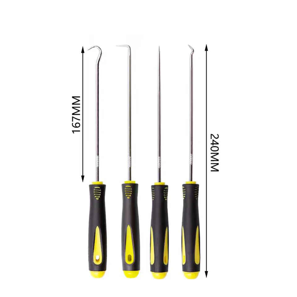 Pick and Hook Set 4pcs Car Auto Oil Seal/O-Ring Seal Gasket Pick Hook Puller Remover Tire Stone Cleaning Auto Maintenance Tools