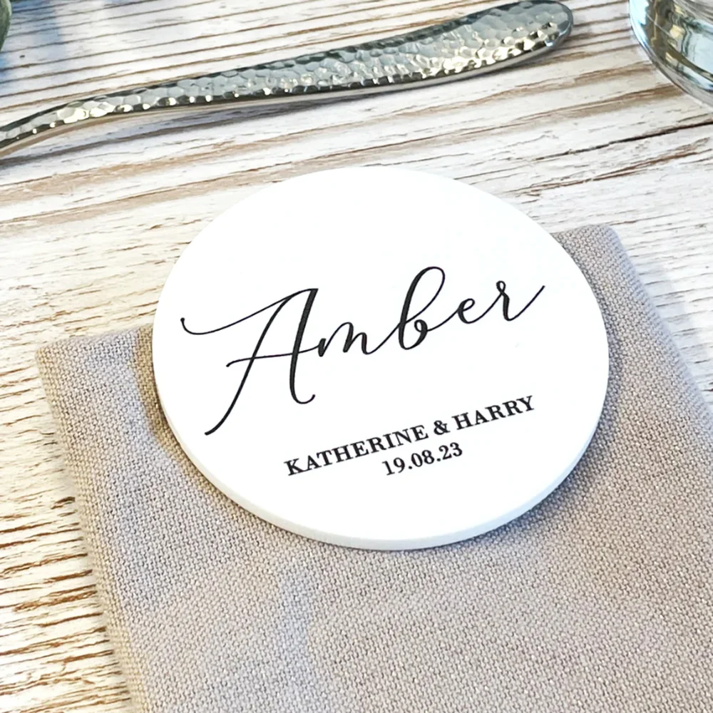 Place Cards 10Pcs Personalised Acrylic Wedding Party Place Names Round 8-10cm Mirror