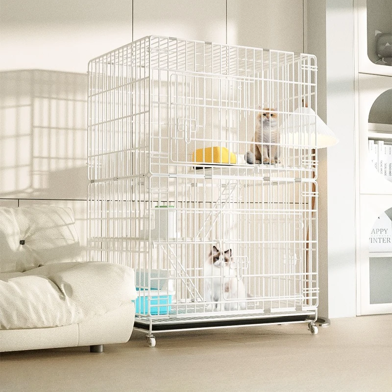 Cat Cage, Household, Double Layered, Three Story Cat Villa, Large Space, Nest with Toilet, Foldable Pet Cage