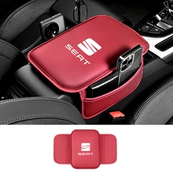 Deluxe Leather Car Armrest Cushion Mat (Red)