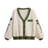Evermore Cardigan Taylor Version Green Vine Embroidered Button Down Cable Knit Sweater Women Fall Winter Vintage Outfit 1
