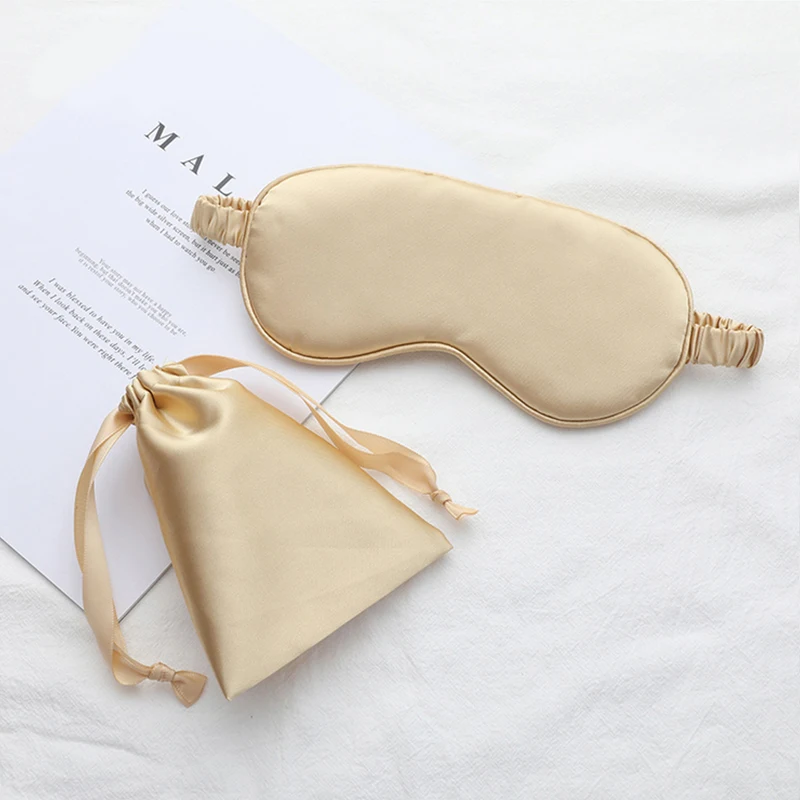 Eye Mask Eye Patch Silk Sleeping Eye Mask Carrying Pouch Bag Travel Sleep Eyeshade Women Man Nap Cover Comfortable Eye Patch Help Rest