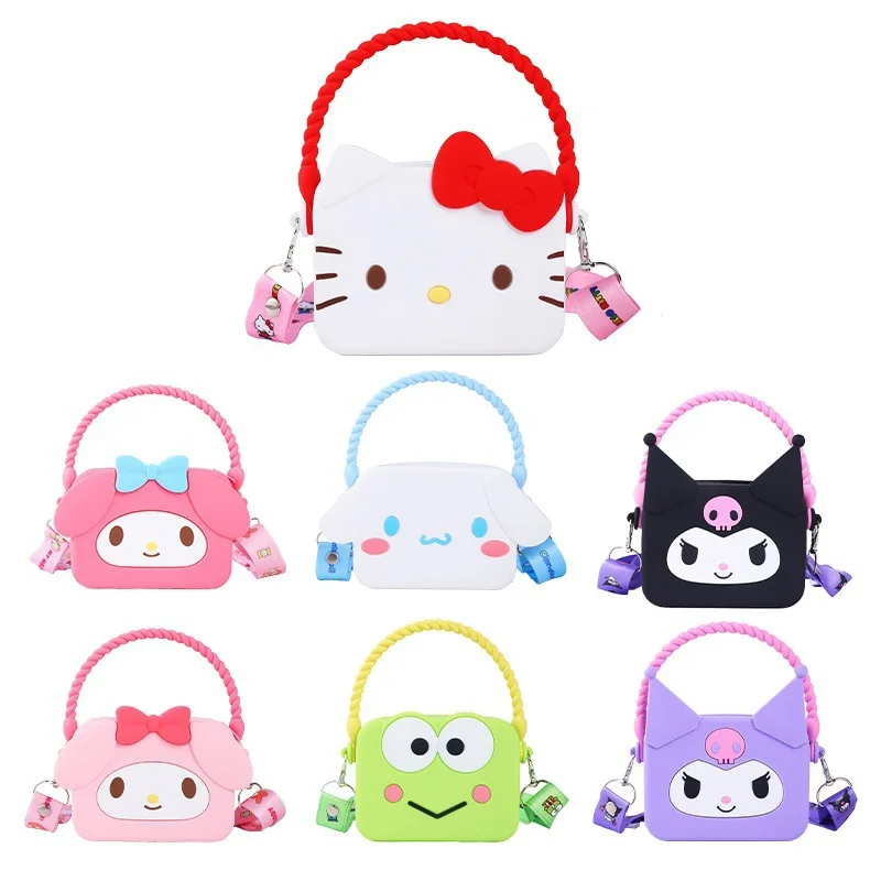 

Kawaii Sanrio силиконовая сумка Hello Kitty Kuromi Melody Cinnamorol сумка через плечо для милых студентов детского сада девушек Подарок