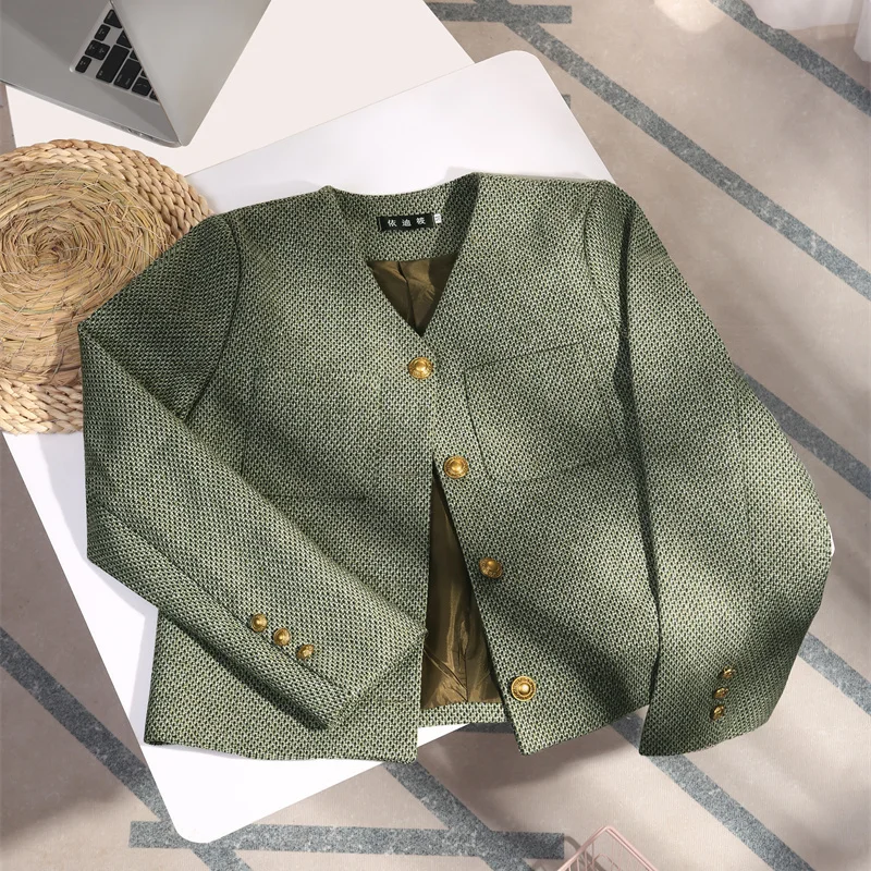 Korean runway Designer Luxury women\'s winter jackets tweed ladies jacket Women\'s tweed Elegant High Quality Big Size coat jacket
