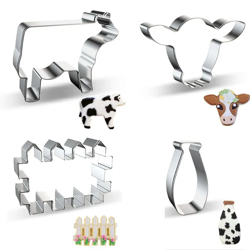 1pcs Cattle Milk Cow Fence Metal Cookie Cutter Fondant Cake Decoration sugar craft Pastry Biscuit tool cupcake topper bread mold