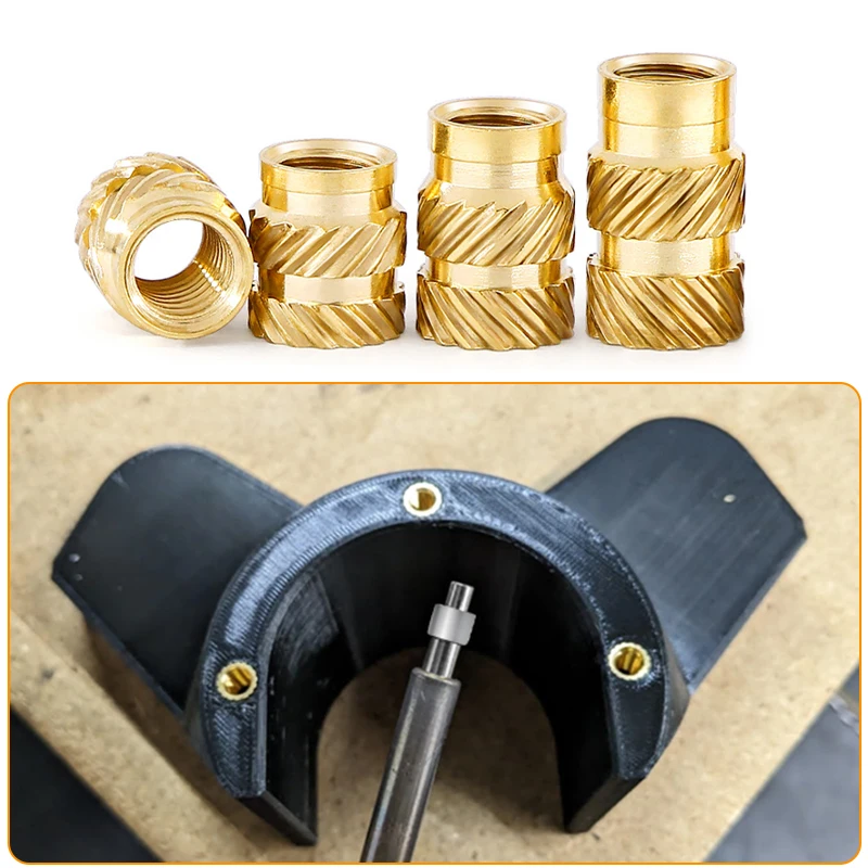 Brass Threaded Insert Kit M2 M2.5 M3 M4 M5 M6 Heat Set Insert Brass Threaded Insert Tool Tips Metric Knurled Copper Nut Kit Plastic 3D Printing