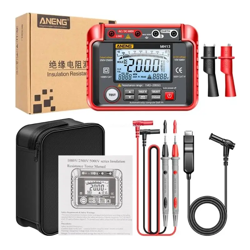 MH13 Digital Ohm Tester Multimeter Megometro Insulation Resistance Meter Detector Tester Megohmmeter