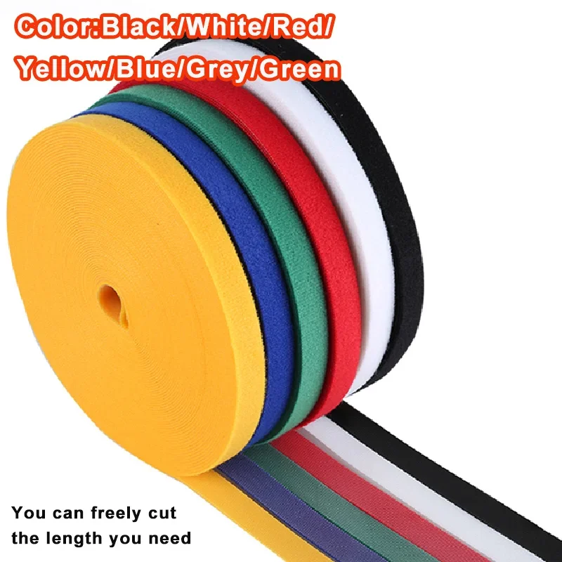 Cable ties 5Meter/Roll Reusable Fastening Tape Cable Ties 10/15/20/25/30/50mm Double Side Hook and Loop Straps Cable Wire Management Tape