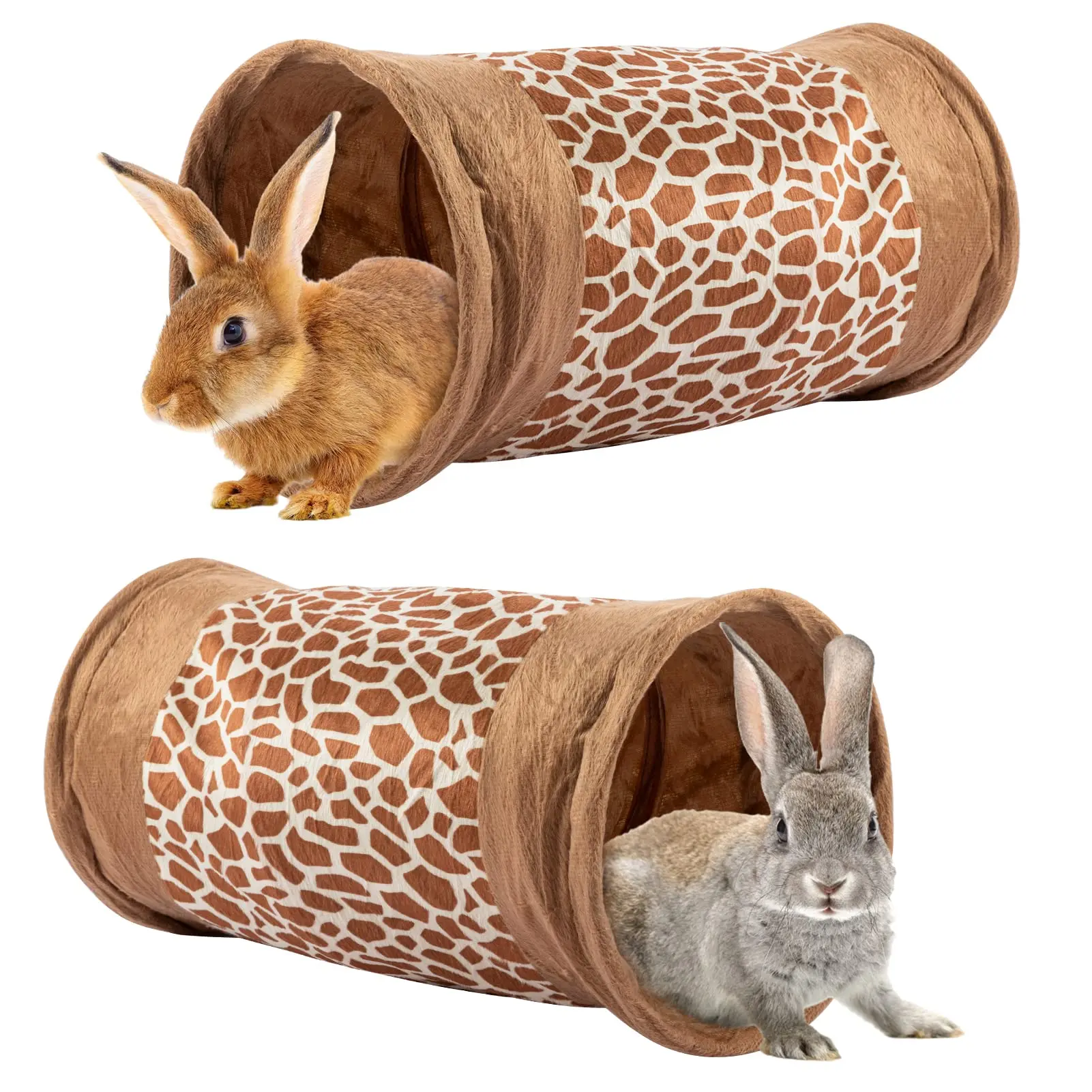 Deer Pattern Collapsible Guinea Pig Tunnel Rabbit Hideout Tunnel Bunny Tunnel with Attractive Sound Paper for Indoor Bunny Guinea Pig Kitten Small Pets in Winter 2Pcs 9.8 x 19.7 Rabbit Tunnel 